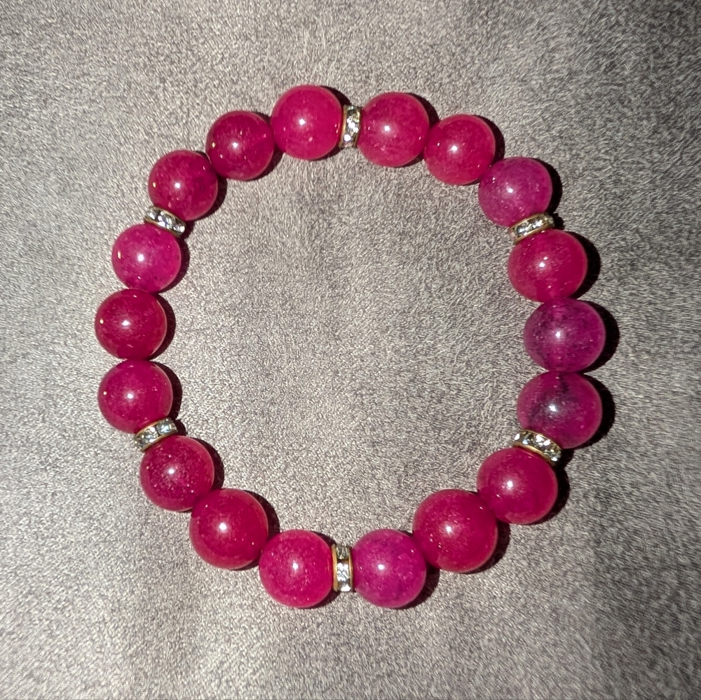 Rose Red Agate Stretch Bracelet 10mm